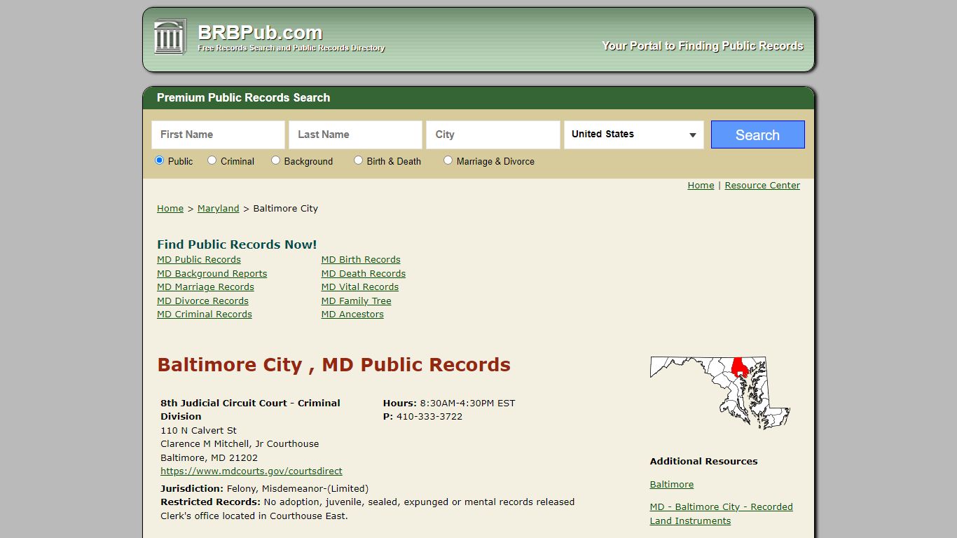 Baltimore City Public Records | Search Maryland Government Databases